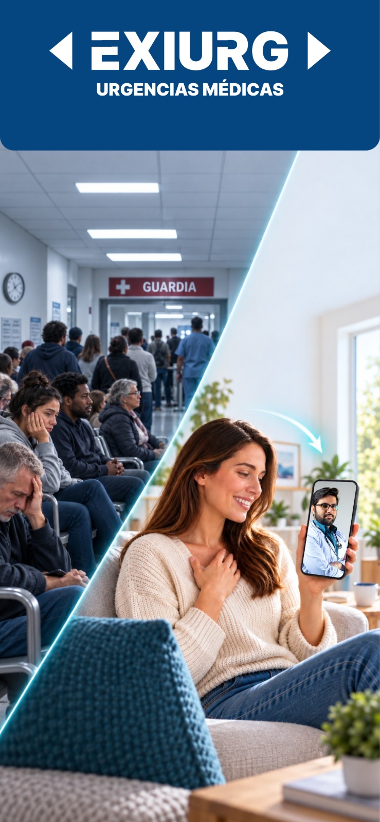 Comparación entre esperar en la guardia de un hospital y atenderse por videollamada desde casa con EXIURG